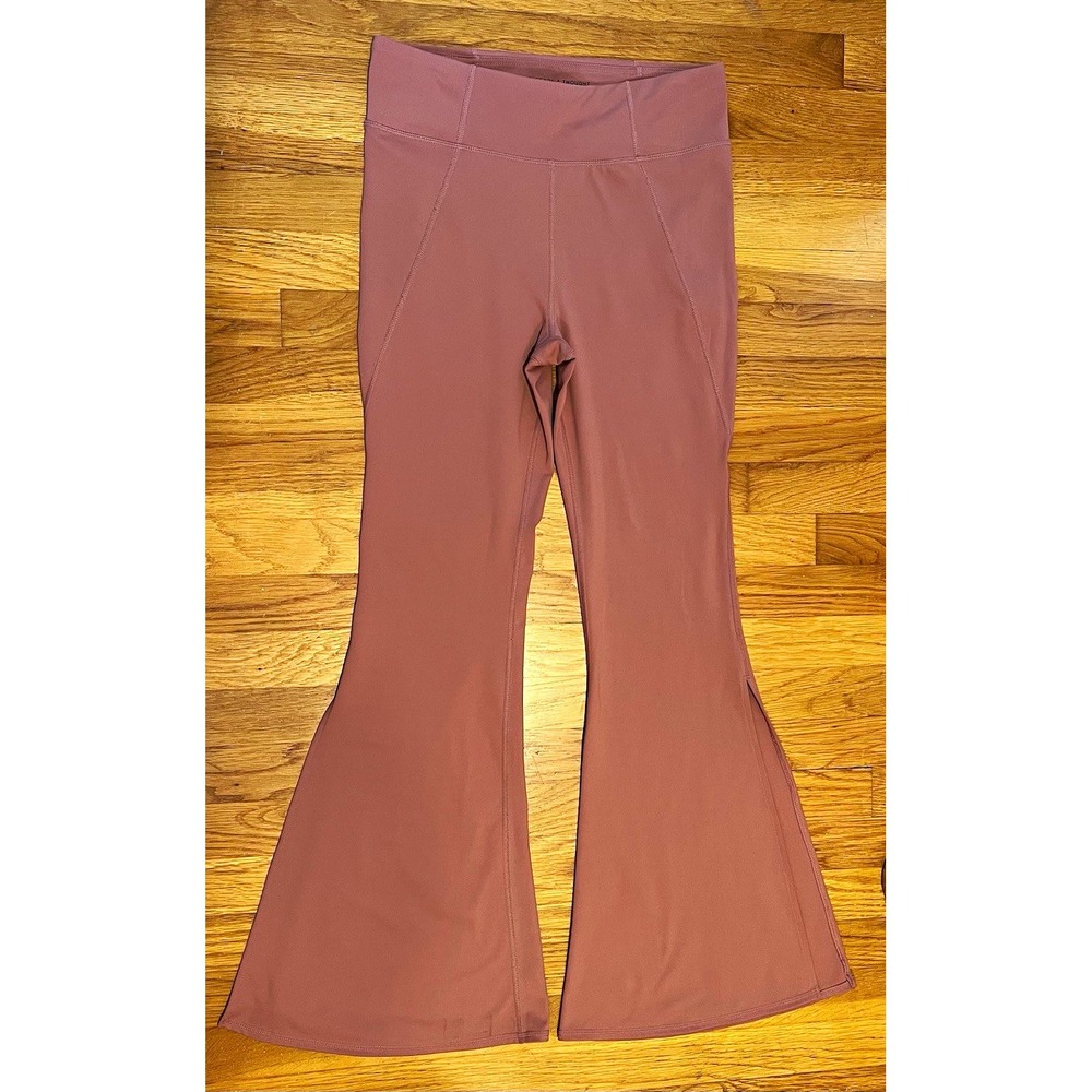 Threads 4 Thought Roactive High Rise Pink Flare Yoga Slit Leggings L TMAP0243